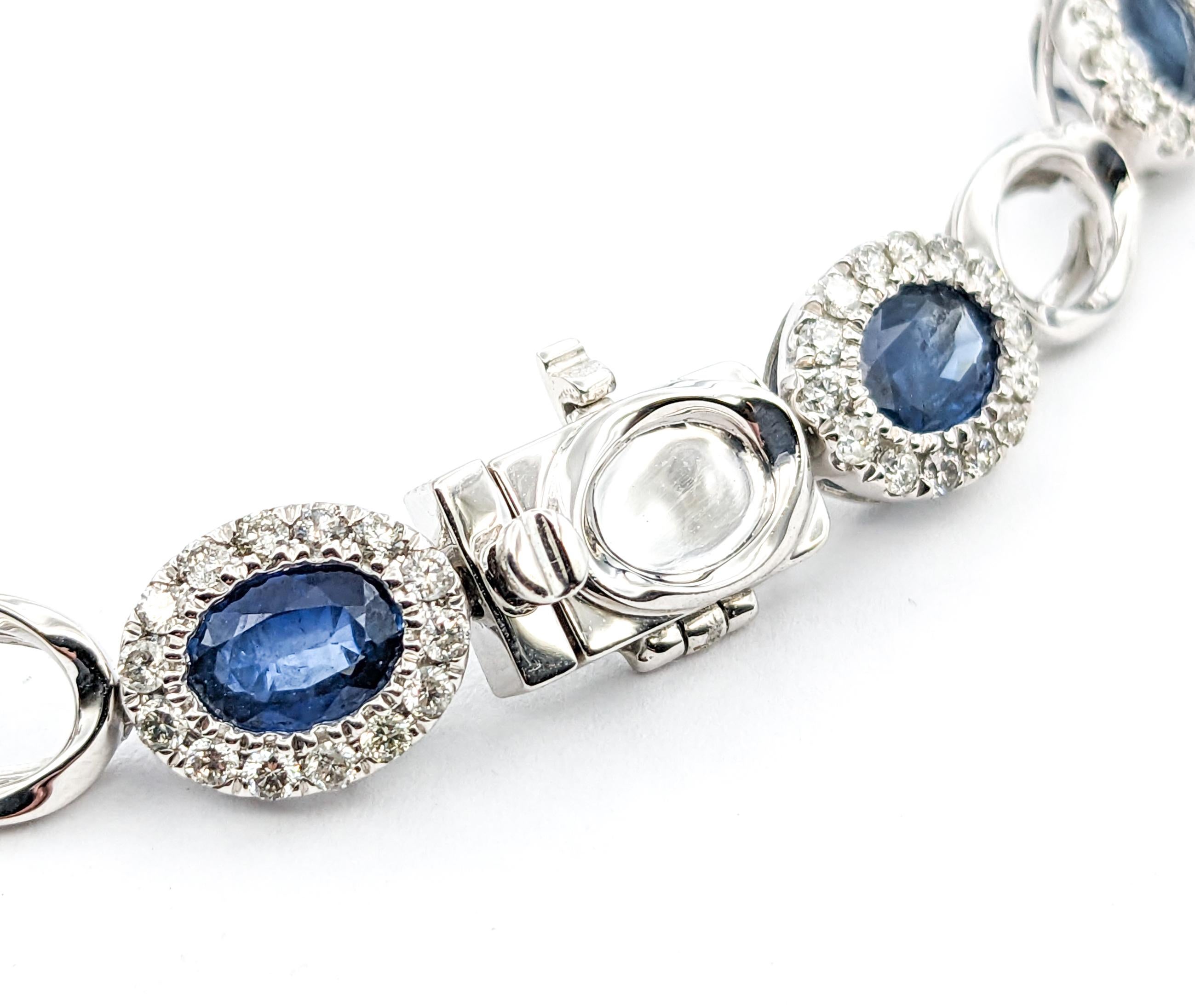 9.19ctw of Sapphires & 1.89ctw Diamond Bracelet In Platinum For Sale 1