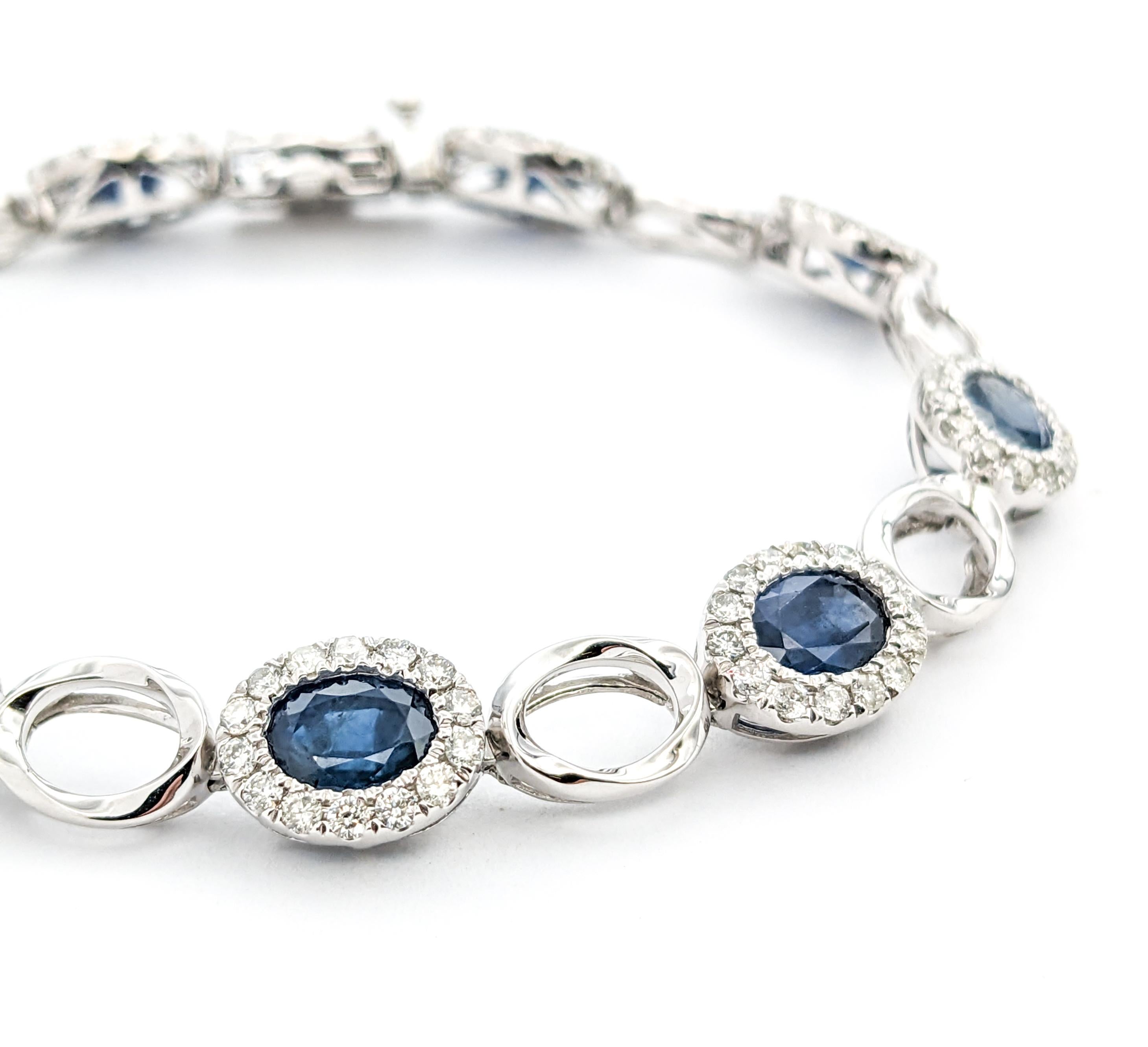 9.19ctw of Sapphires & 1.89ctw Diamond Bracelet In Platinum For Sale 2