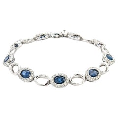 9.19ctw of Sapphires & 1.89ctw Diamond Bracelet In Platinum