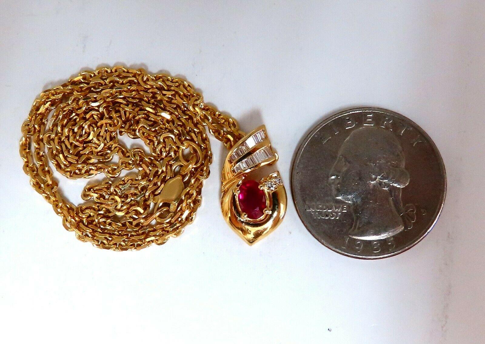 .91 Karat natürlicher ovaler Rubin und Diamanten Halskette 14 Karat im Zustand „Neu“ im Angebot in New York, NY