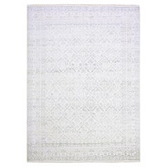 9'1"x11'10" Ivory, Hand Knotted 100% Cotton, Agra Design Oriental Rug