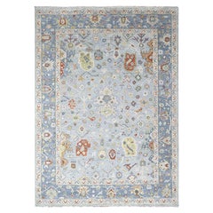9'1"x11'10" Louis Blauer Oushak Supple Kollektion Handgeknüpfter orientalischer Teppich aus Wolle