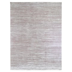 9'1"x11'10" Handgeknüpfter Teppich aus altem Rosenseide mit strukturierter Wolle und Hi-Low Pile