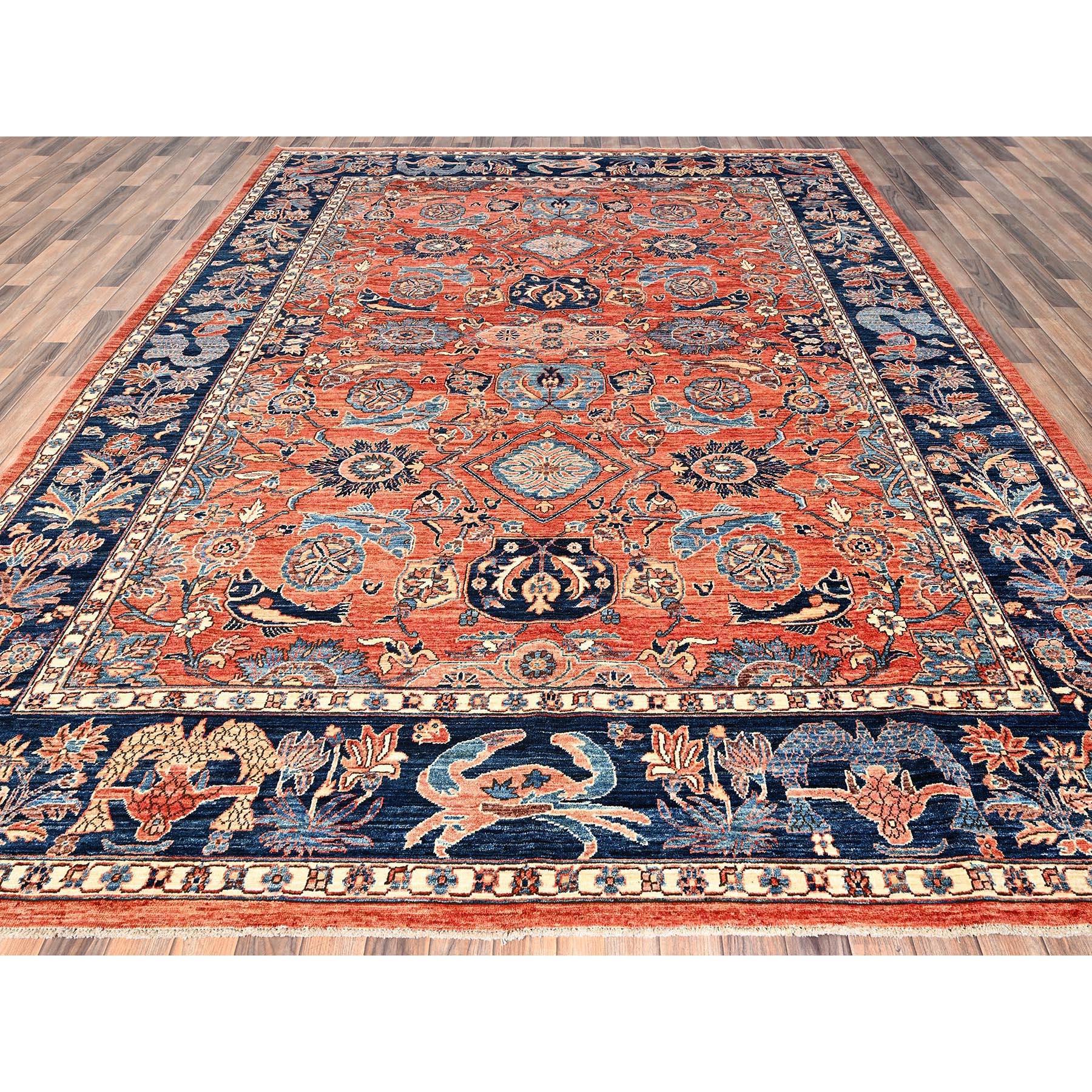 Naranja Metalizado, Diseño Bijar Antiguo con Tema Marítimo, Colección Aryana, Tintes Vegetales, Anudada a Mano, Pelo Suave, Lana de Alta Montaña, Tejido Denso, Alfombra Oriental
Materiales primarios: Lana
Látex: Sin pelo 
altura: 0,25