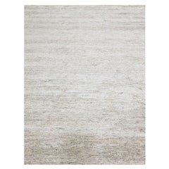 9'1"x11'10" Warm Taupe Plain Solid Design Soft Pile Hand Knotted Sari Silk Rug