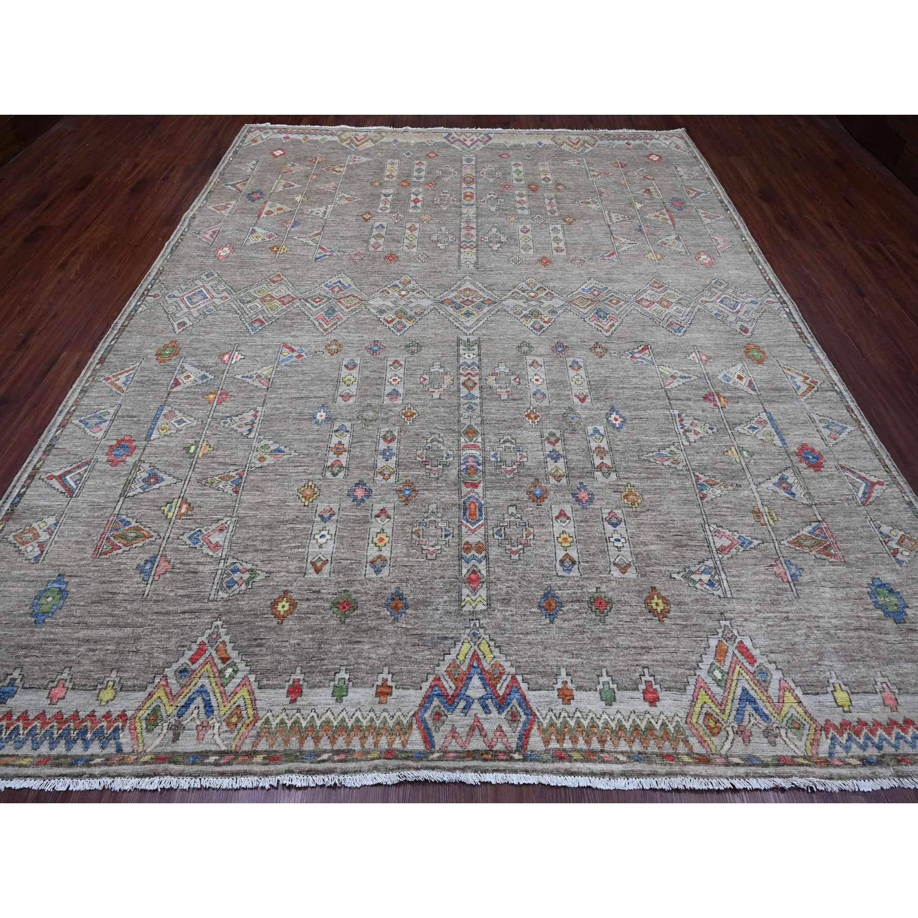 Spanish Gray, Moroccan Berber Influence with Geometric Pattern, High Mountain Wool, Denser Weave, Hand Knotted, Oriental Rug
Primary materials: Wool
Latex: No Pile 
height: 0.25 Inches
Style: Traditional
Primary color: Grey
Secondary colors: Red,