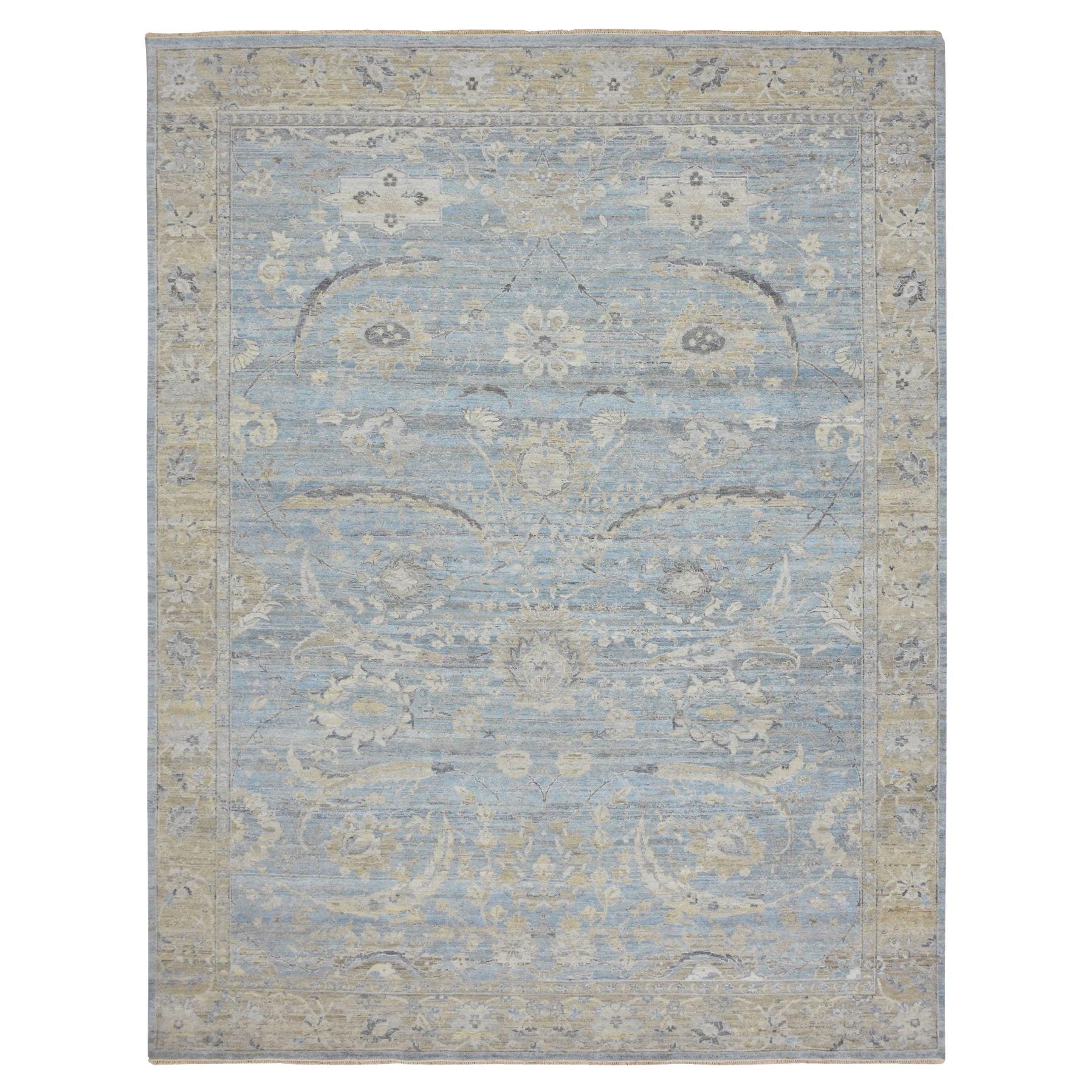 9
1 "x11
6" Columbia Blau, Antik Zeigler Mahal Handgeknüpfter Teppich aus 100% Wolle