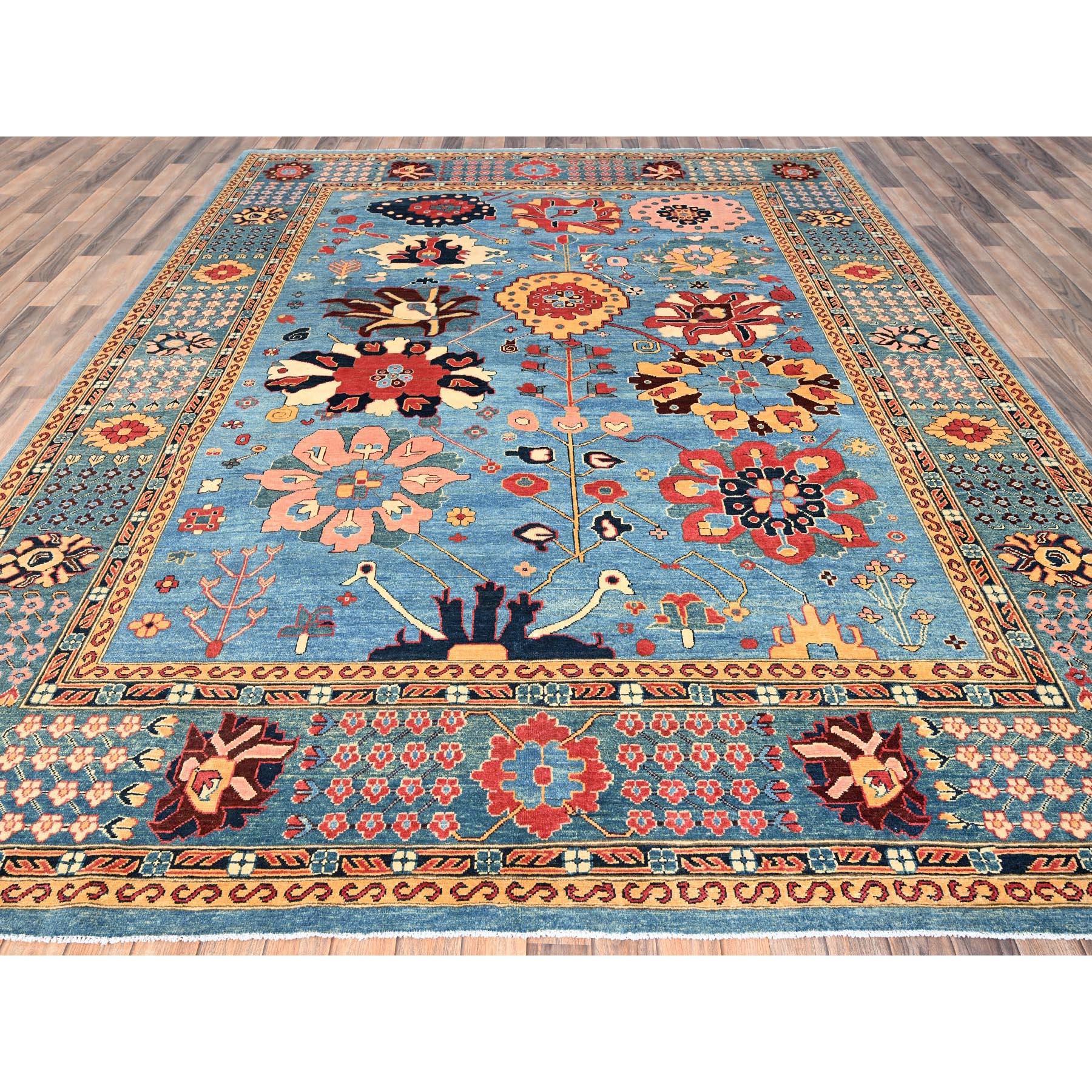 Maya Blue, Afghan Peshawar avec Heriz All Over Design, noué à la main, 100% laine, densément tissé, tapis d'Orient
Matières premières : Laine
Latex : Pas de poils 
hauteur : 0,25 pouces
Style : Traditionnel
Couleur primaire : bleu
Couleurs