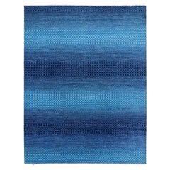 9'1 "x11'8" Bleu, noué à la main Collection moderne Chiaroscuro, Tapis en pure laine
