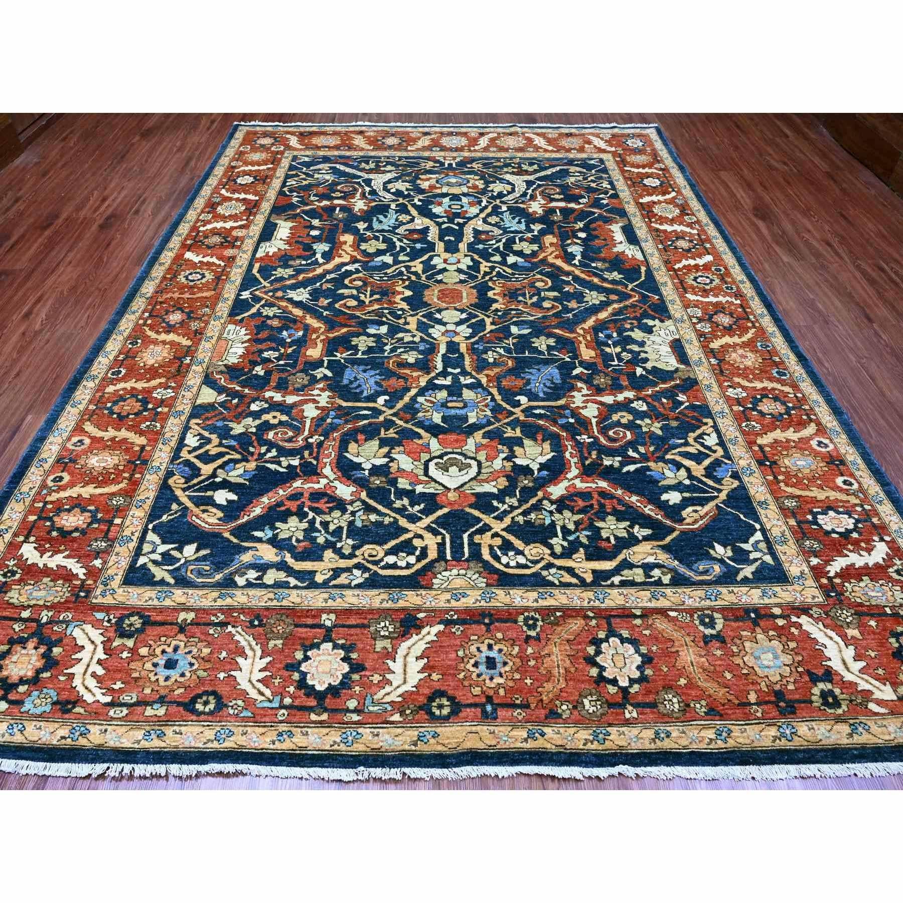 Blu Yale, Peshawar con disegno Heriz su tutta la superficie, Lana di alta montagna, Collezione Aryana, Tessuto fitto, Annodato a mano, Tinture vegetali, Tappeto orientale
Materiali primari: Lana
Lattice: No Pile 
altezza: 0,25 pollici
Stile: Di