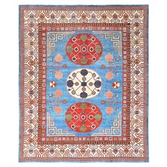 9
1 "x11
9" Blu, Design/One, Annodato a mano, Lana morbida, Tappeto Orientale