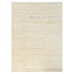 9'1"x11'9" Ivory Moroccan Weave Grid Design Hand Knotted Pure Wool Oriental Rug