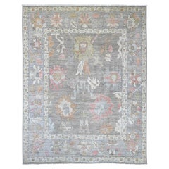9'1 "x11'9" Hellbrauner Afghanischer Angora Oushak Blatt Design Handgeknüpfter Wollteppich