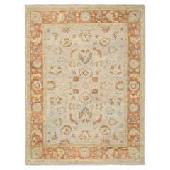 9'1"x11'9" Tan Color, Oushak Design Pure Wool Hand Knotted Oriental Rug