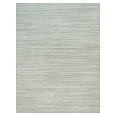 9'1"x12' Alabaster White Hand Loomed Undyed 100% Wool Modern Design Rug