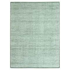 9'1"x12' Basil Green Hand Knotted Oxidized and Distressed Grass Design Wool Rug