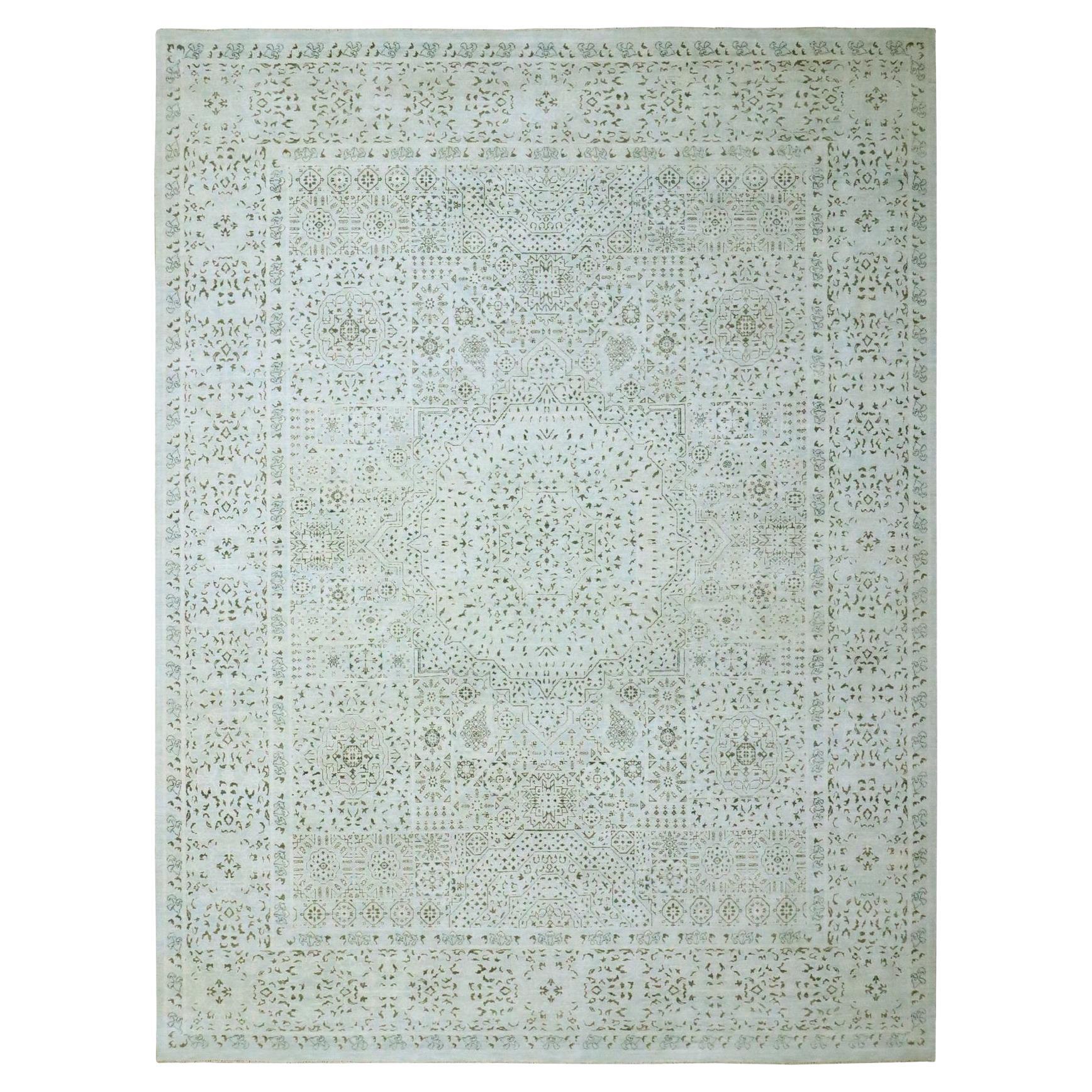 9'1 "x12' Beau Blue Pre Historic Mamluke Design Tappeto orientale in lana annodato a mano