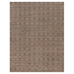 9'1" x 12' großer, handgewebter Orientteppich aus Polyester in der Farbe „Beaver Brown“ mit modernem Gittermuster