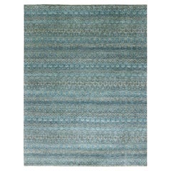 9'1"x12' Blue Kohinoor Herat Design Small Geometric Pattern Hand Knotted Wool Ru