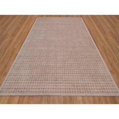 9'1"x12' Blush Pink Modern Plain Decor Box Design Loomed Knotted Pure Wool Rug