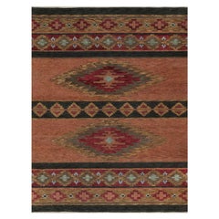 9'1"x12' Brown Southwestern American Indian Design Hand Knotted Pure Wool Rug