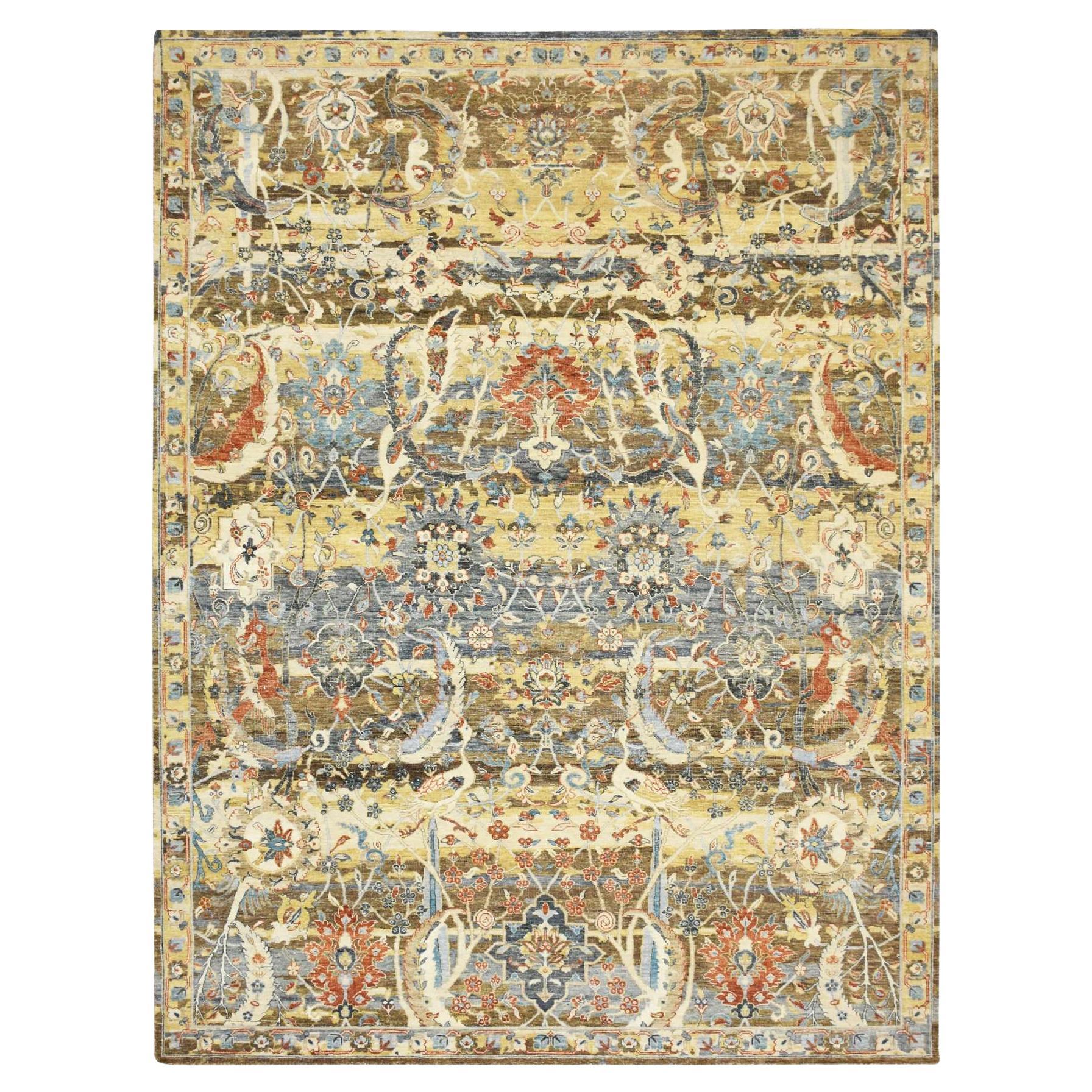 9
1 "x12
 Schokoladenbrauner Abrash Persian Design Reine Wolle Handgeknüpft Teppich