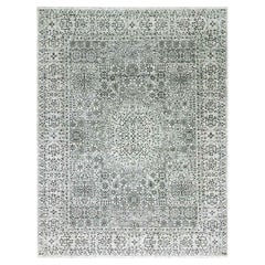9'1 "x12' Ghost White, noué à la main, Mamluk Dynasty Design, non teinté 100% Wool Rug