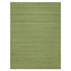 9'1 "x12' Grashüpfer Grün Weicher Flor Einfarbig Modern Striae Design Teppich aus reiner Wolle