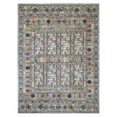 9'1"x12' Gray Afghan Ersari with Hutchlu Design Hand Knotted Wool Oriental Rug