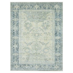 9'1 "x12' Soie grise et laine oxydée Oushak Design Rugs orientaux noués à la main