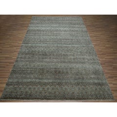 9'1"x12' Green Pure Wool Hand Knotted Kohinoor Herat Pattern Oriental Rug