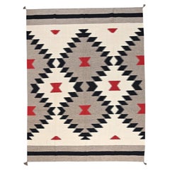 9'1"x12' Ivory-Brown Flat Weave Southwest Geometric Design Hand Woven Wool Rug