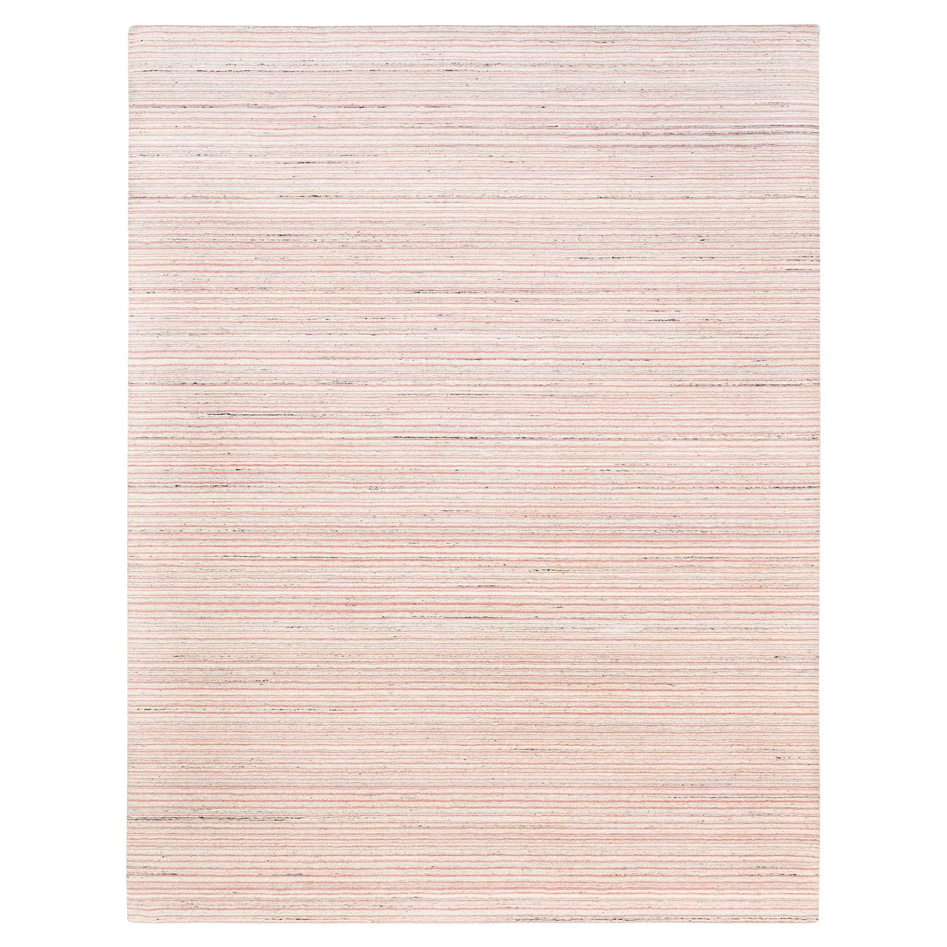 9'1 "x12' Ivory with Coral Red Natural Wool Plain Modern Design Tapis tissé à la main en vente