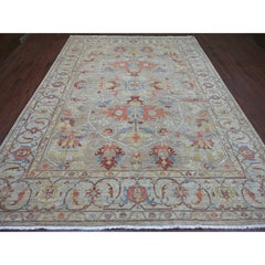 9'1 "x12' Khaki Braun Peshawar mit Ziegler Mahal Design Handgeknüpfter Wollteppich