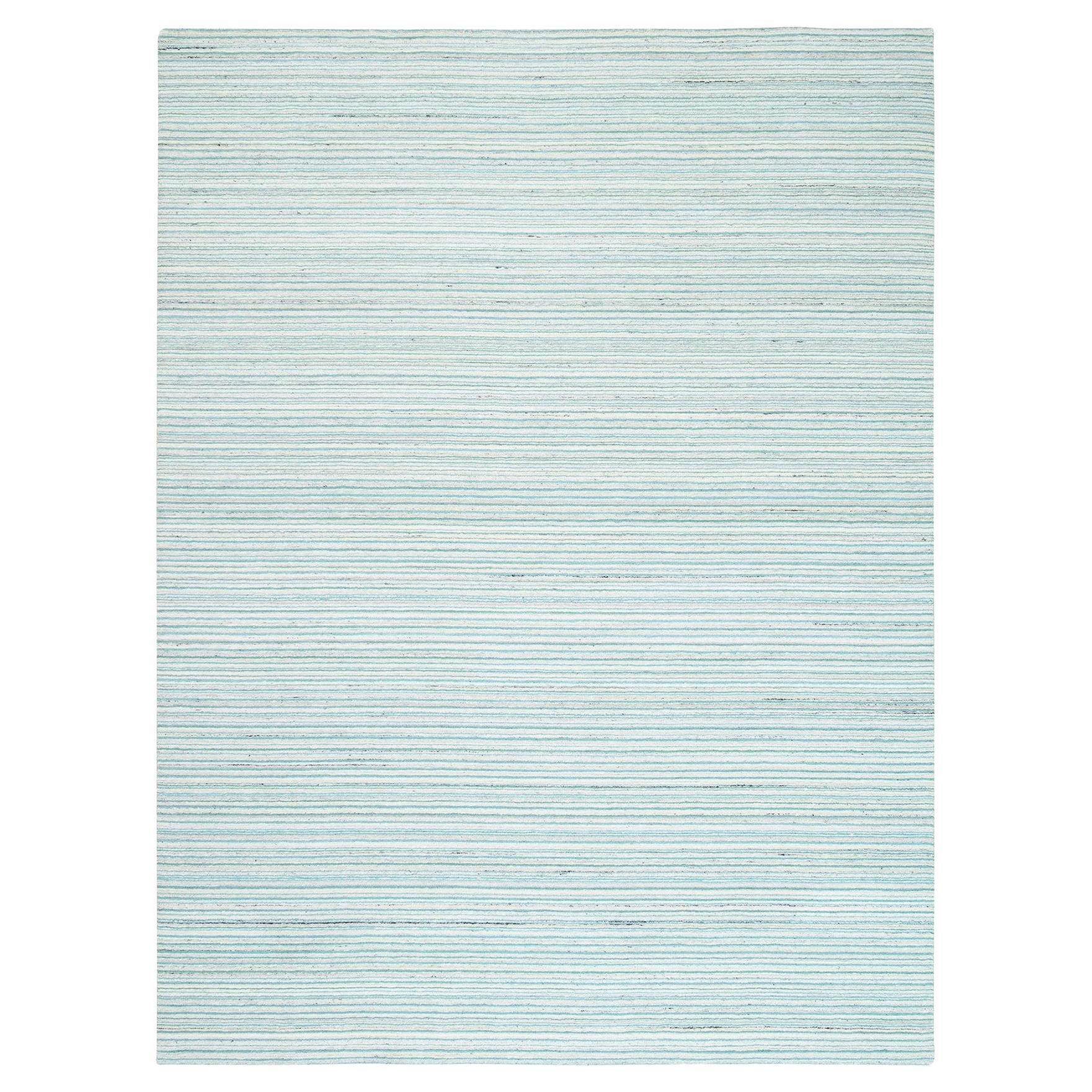 9
1 "x12
 Moderner Design-Teppich aus natürlicher Wolle, handgewebt, elfenbeinfarben mit blau im Angebot