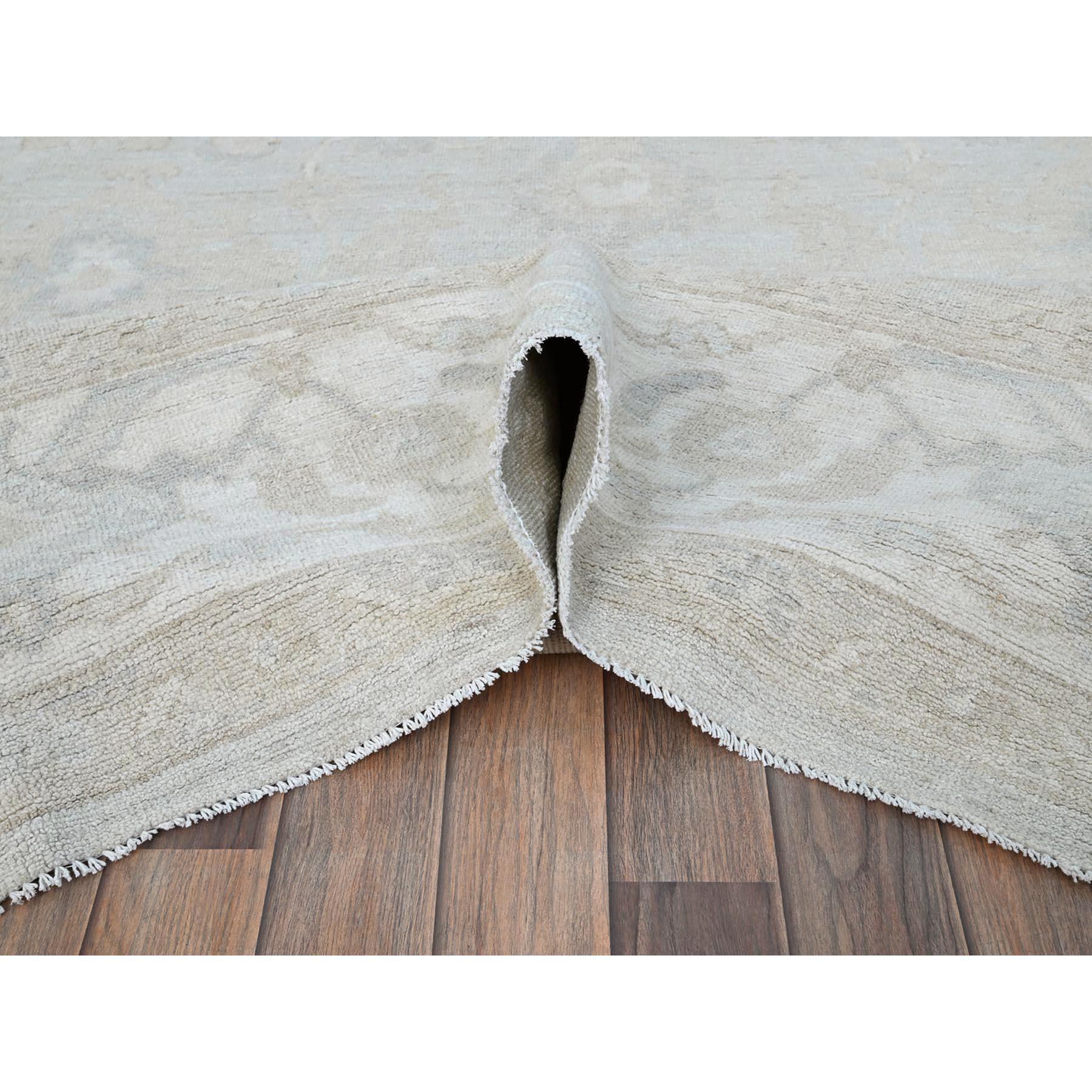 Noué à la main Tapis oriental géométrique en laine afghane Peshawar gris sterling noué à la main 9'1