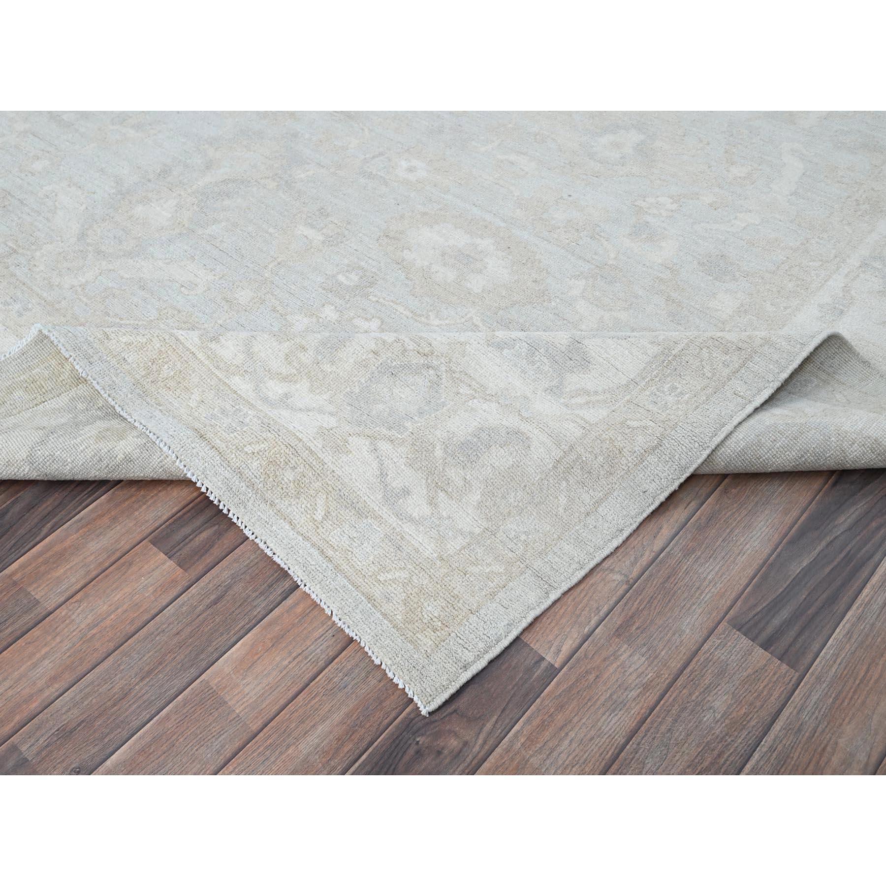 Tapis oriental géométrique en laine afghane Peshawar gris sterling noué à la main 9'1