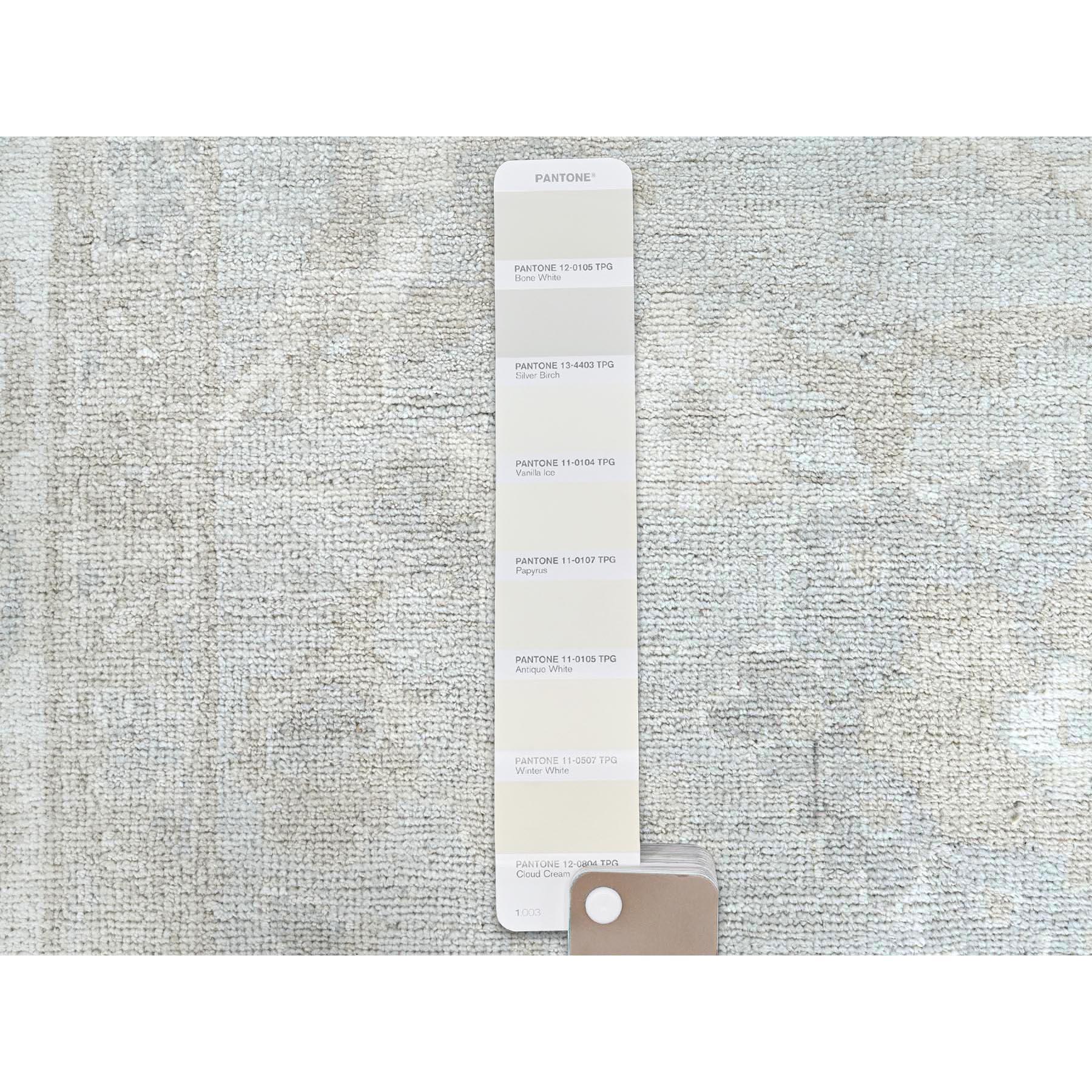 XXIe siècle et contemporain Tapis oriental géométrique en laine afghane Peshawar gris sterling noué à la main 9'1
