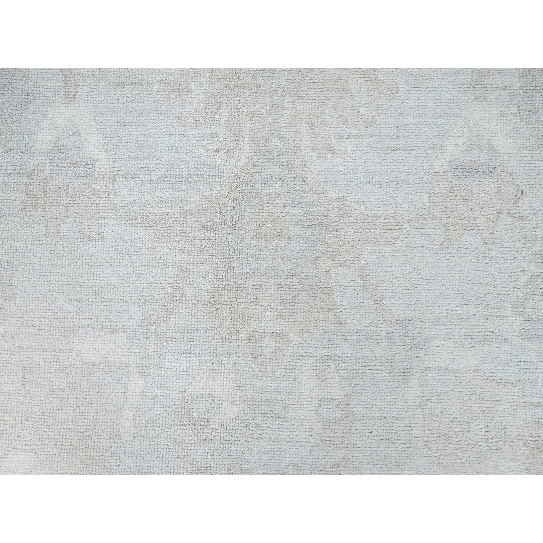 Laine Tapis oriental géométrique en laine afghane Peshawar gris sterling noué à la main 9'1