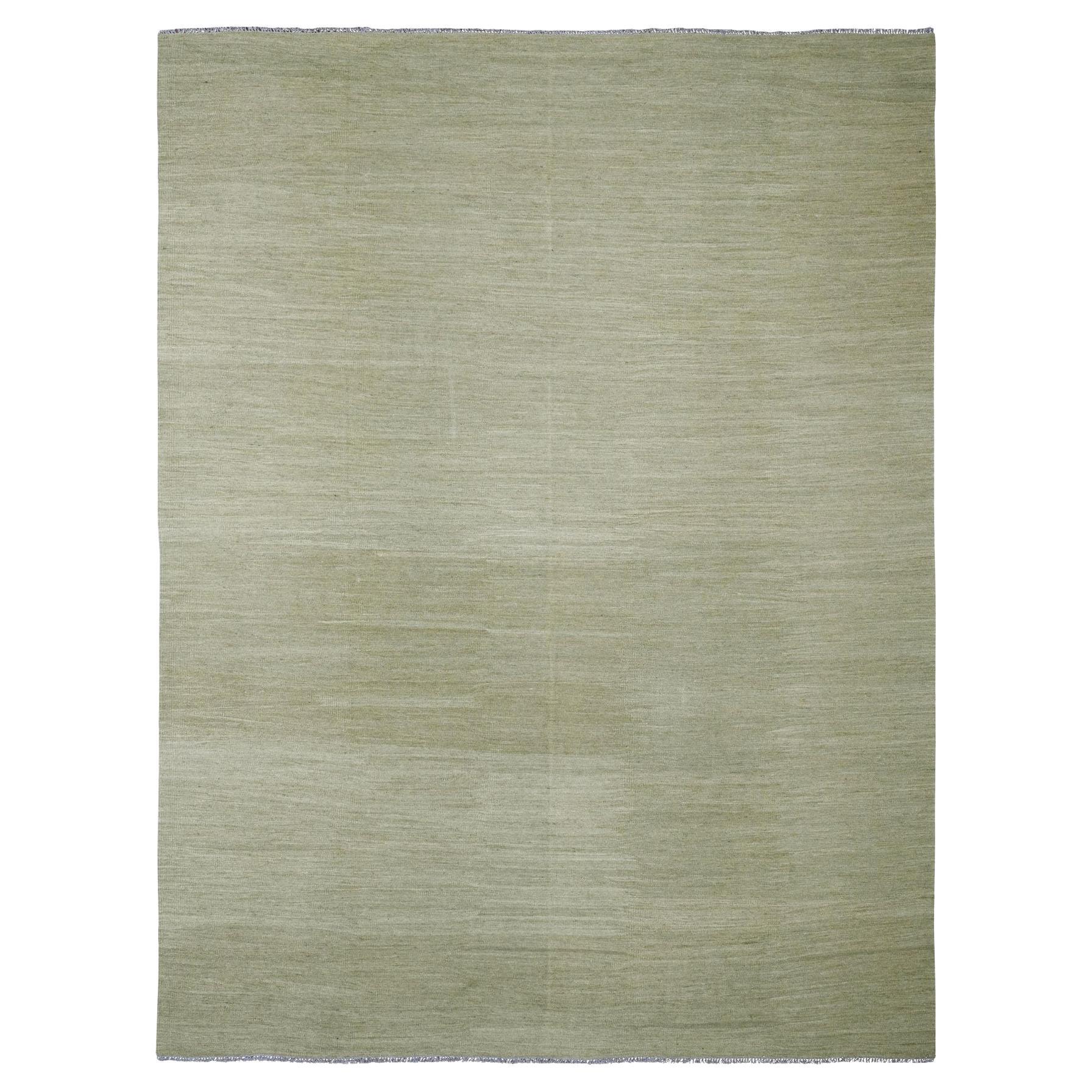 9
1 "x12
Sumpfgrünes solides Design handgewebter afghanischer Kilim aus reiner Wolle Orientteppich