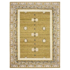 9
1 "x12
1" Jaune d
or Pinecone Design 100% laine noué à la main Tapis d
Orient