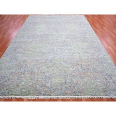 9'1"x12'1" Gray Goose Oushak influence with Salt and Pepper Motif 100% Wool Rug