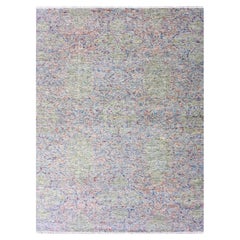 9'1 "x12'1" Influencia Oushak Gris con Motivo Sal y Pimienta Alfombra 100% Lana
