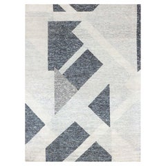9'1 "x12'1" Gris, pure laine nouée à la main, tapis géométrique Art Deco Collection