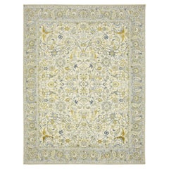 9'1"x12'1" Ivory Hand Knotted Persian Esfahan with Polonaise Influence Wool Rug