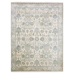 9'1 "x12'1" Colores Monocromáticos, 100% Seda Real Anudada a Mano, Alfombra de Diseño Oushak