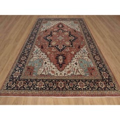 9'1 "x12'1" Rosso anticato Fine Heriz Re-Creation Tappeto orientale in lana annodato a mano