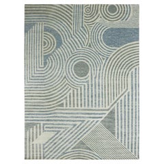 9'1 "x12'1" Stahlblau Reine Wolle Handgeknüpft Art Deco Collection'S Orientteppich
