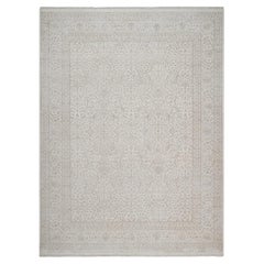 Tapis oriental 200 KPSI noué à la main, en laine blanche et soie à base de plantes 9'1"x12'1"