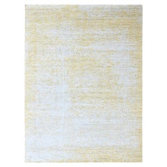 9'1"x12'1" Yellow Modern Wool and Silk Textured Pile Hand Loomed Oriental Rug